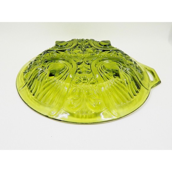 Indiana Glass Killarney Green Avocado Handled Divided Relish Candy Nut Dish - Picture 4 of 10